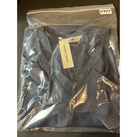 Agnes Orida 4x Blue Ruffled V-neck Long Sleeve Top NWT Office Work Wear - Picture 10 of 10